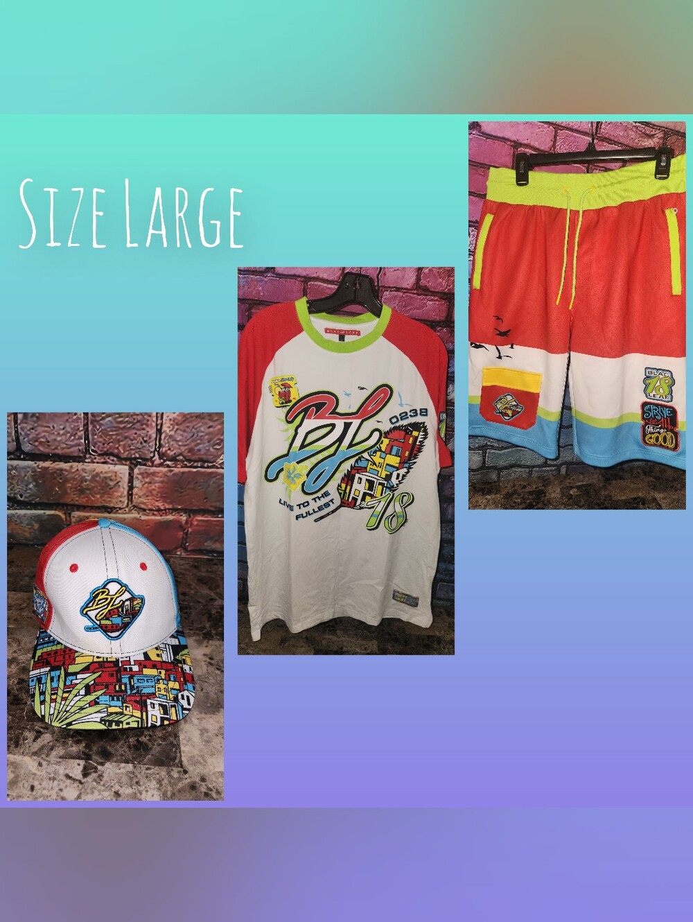 Blac Leaf Outfit Reglan Size Large with Matching Hat Like New